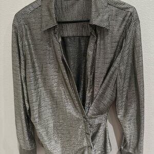 Zara Shimmering Silver Blouse
